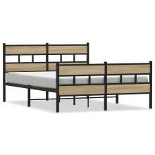 (sonoma oak, 135 x 190 cm) vidaXL Metal Bed Frame without Mattress Bed Base Bedstead Entertainment Centre