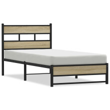 (sonoma oak, 100 x 190 cm) vidaXL Metal Bed Frame without Mattress Bed Base Bedstead Entertainment Centre