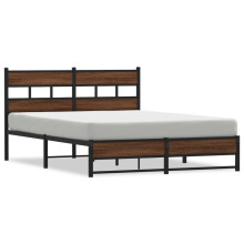 (brown oak, 135 x 190 cm) vidaXL Metal Bed Frame without Mattress Bed Base Bedstead Entertainment Centre