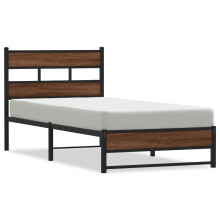 (brown oak, 107 x 203 cm) vidaXL Metal Bed Frame without Mattress Bed Base Bedstead Entertainment Centre