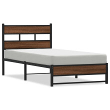 (brown oak, 100 x 190 cm) vidaXL Metal Bed Frame without Mattress Bed Base Bedstead Entertainment Centre