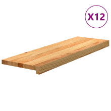 (80 x 25 x 2 cm/ 12 pcs) vidaXL Stair Treadss Step Mat Door Mat Tread Mat Untreated Solid Wood Oak