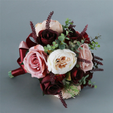 Burgundy Dusty Bouquet - with Eucalyptus perfect Flowers
