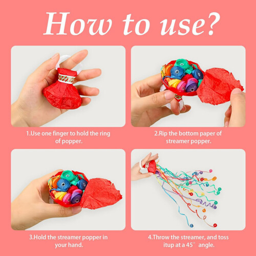 10-pack Streamers Popper Hand Throw No Mess Confetti Paper 2