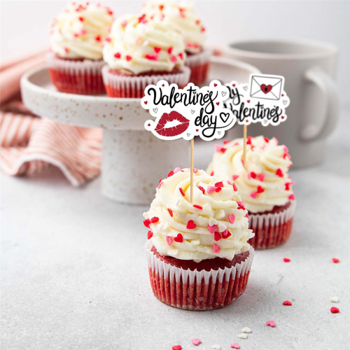 48 stuks Valentijnsdag taarttoppers 2