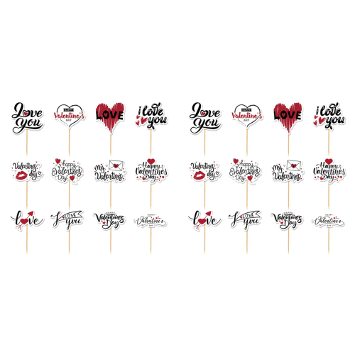 48 stuks Valentijnsdag taarttoppers 1