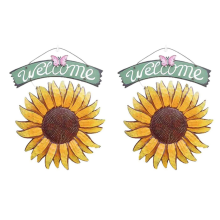 Metal Sunflower Outside Hand-Painted Welcome Plaque for Front Door