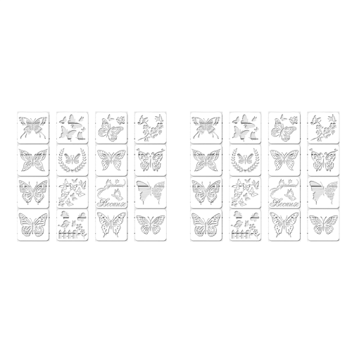 16Pcs Reusable Butterfly Stencils Template Art Painting