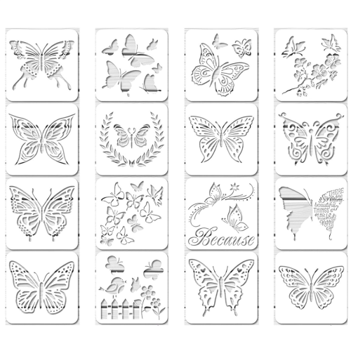 16Pcs Reusable Butterfly Stencils Template Art Painting 2