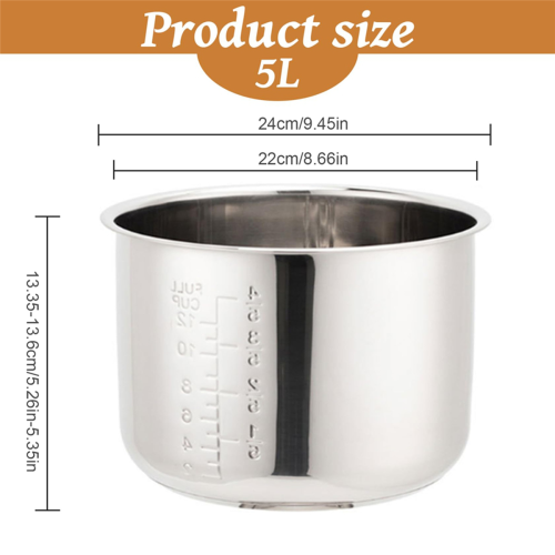 Stainless Steel Rice Cooker Inner Pot 5L,with Scale 2
