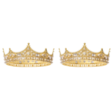Kroon voor mannen, barokke kristallen parel bruids tiara's (goud)