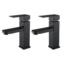 2PCS Matte Black Single Cold Water Basin Tap for Bathroom Sink