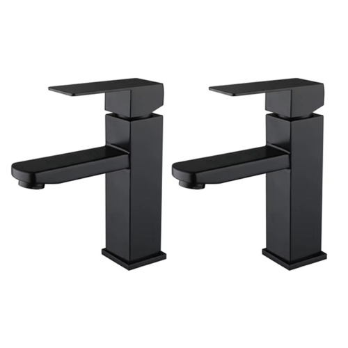 2PCS Matte Black Single Cold Water Basin Tap for Bathroom Sink
