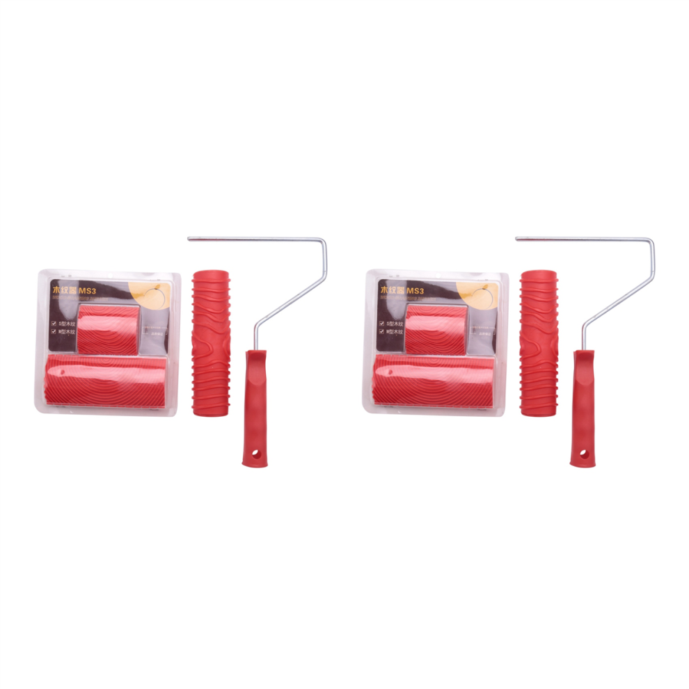 7 Inch Empaistic Pattern Roller + 2 Pcs Wood Graining Painting Tool Red 4851999563702
