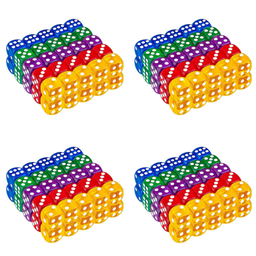 50Pack 14MM Translucent&Solid 6-Sided Dice for ,Activity 1