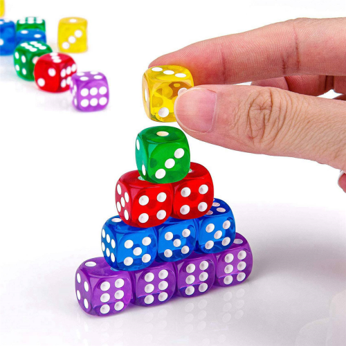 50Pack 14MM Translucent&Solid 6-Sided Dice for ,Activity 2
