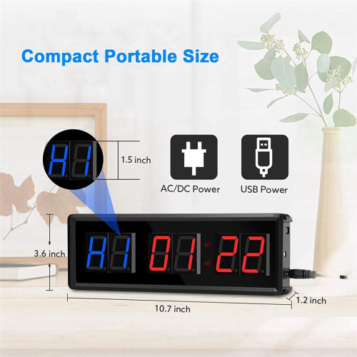 Gym Timer,LED Interval Digital Countdown Wall Clock Fitness Timer 2