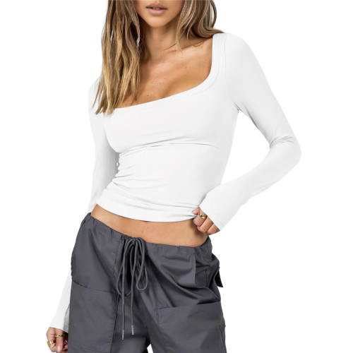 Dames katoenen crop tops wit L