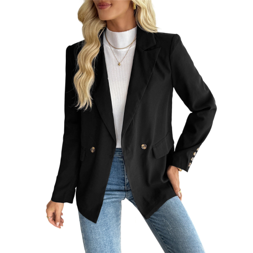 Womens Casual Long Sleeve Blazer Black S