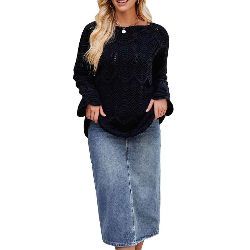 Dames Shirts Gebreide Off-Shoulder Trui Zwart S-image