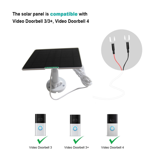 Solar Panel for Ring Doorbell, Video Doorbell 3/3 Plus 2