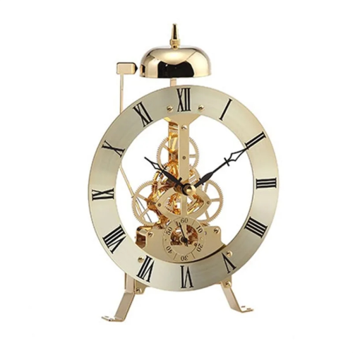 Small Table Clock Metal Vintage Clocks Gold 1