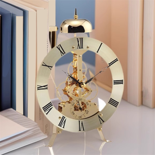 Small Table Clock Metal Vintage Clocks Gold 2
