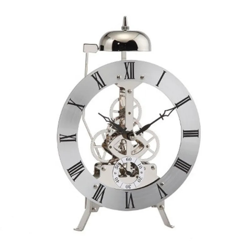 Small Table Clock Metal Vintage Clocks Silver 1
