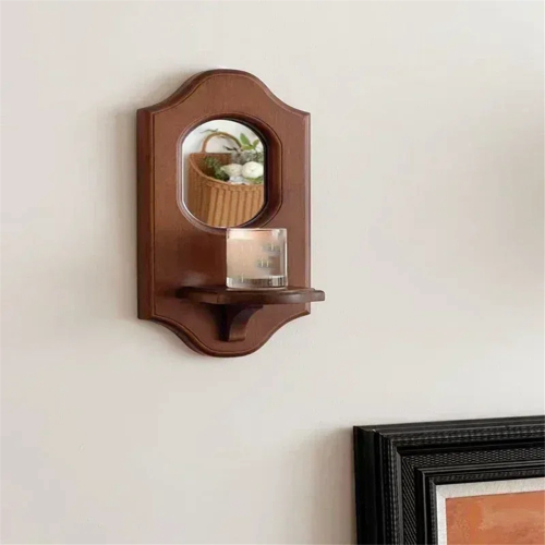 Wall Mirror with Shelf Aromatherapy Candlestick Holder Hanging Decor 2