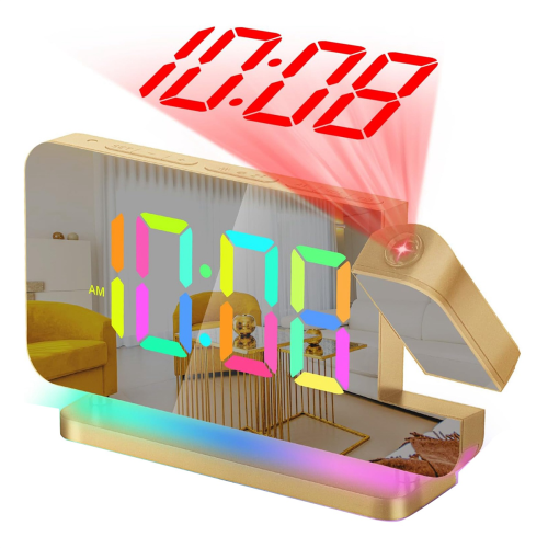 Projection Alarm Clock, Gold 1