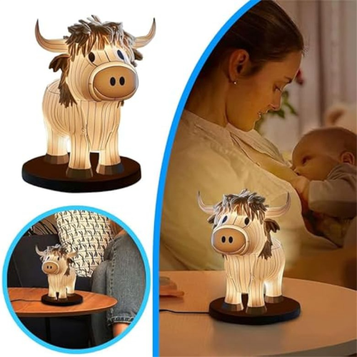 Cow Table Lamp Farmhouse Night Light, Bedside 2