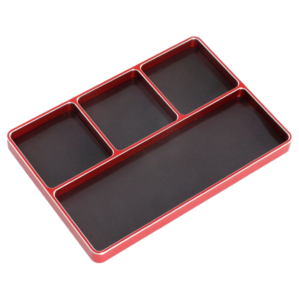 Four-Grid Simple Screw Disk Storage Box Metal Nut Tray,Red-image-OPC-PJTMQVW-NEW