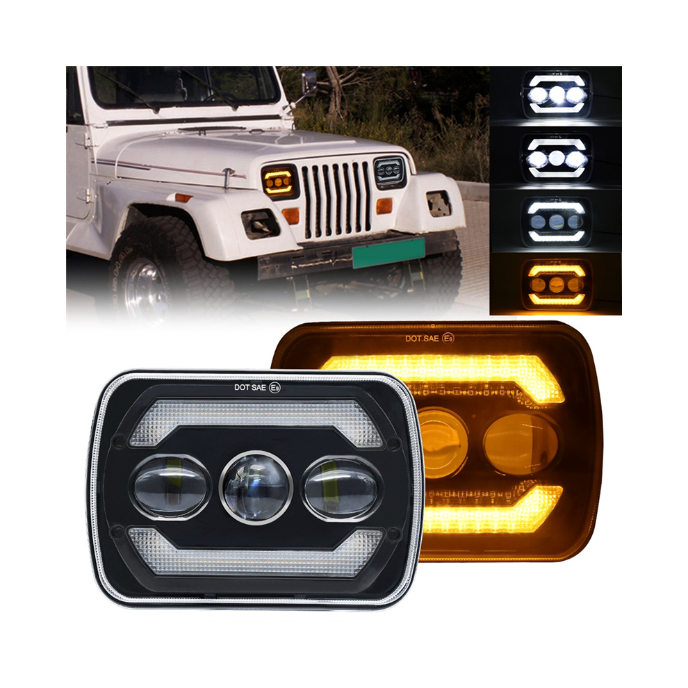 5X7 Led Headlights, 180W 7X6 Headlights For Yj Xj Trucks H6054 H5054 4854112140651