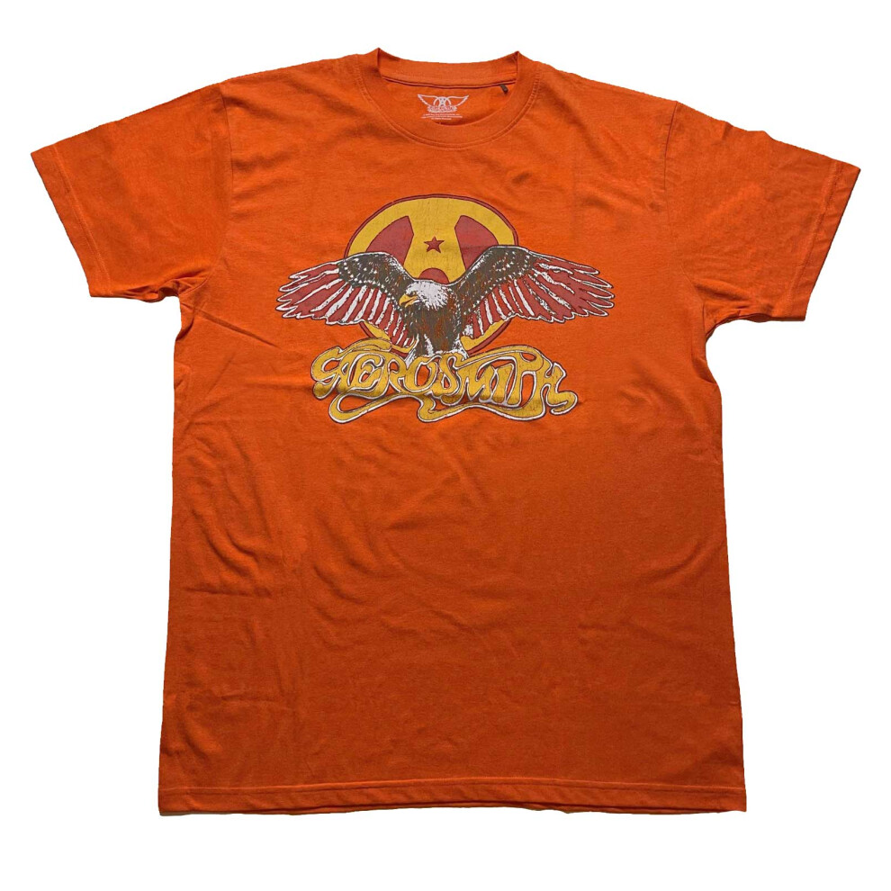 Aerosmith Men's Orange (, Medium) T-Shirt: Eagle