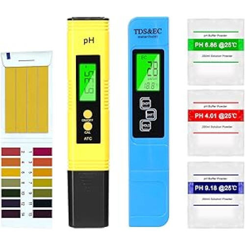 PH Meter Set Professional PH Tester TDS/EC Test Pen and Soil Meter - Multifunctional Handheld Water Detection Device Kit