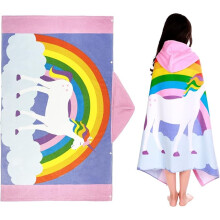 Children's Bath Poncho 100% Cotton Children's Towel Poncho Children's Bath Towel with Hood Beach Towels for Boys and Girls 127 x 76 cm