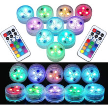 Mini Underwater Light RGB Multi Coloured LED Pond Lighting 10 Pieces Waterproof Tea Lights with Remote Control Multicolour