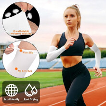 Sleeve Warmers, 2 Pairs, Cooling UPF 50+, Anti UV Arm Sleeves, Compression Arm Warmers, Sun Protection, Non-Slip Arm Sleeves,Men and Women