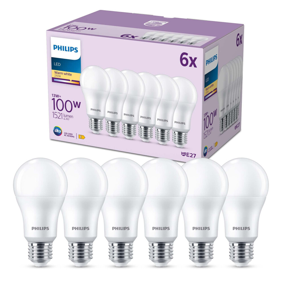 Philips LED Frosted A67 Light Bulb 6 Pack Warm White 2700K - E27-image-OPC-PJTMXBZ-NEW