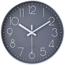 30 cm Modern Quartz Silent Wall Clock Sweeping Second No Ticking Analogue Wall Clock Decor for Living Room, Room, Office (Grey)
