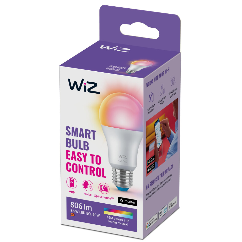 Wiz Smart Colour Bulb, E27, 8 5W, Motion Sensor With App, Dynamic-image-OPC-PJTMXTZ-NEW