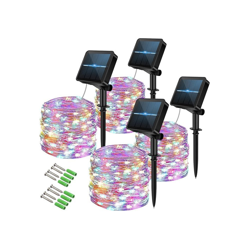 Vulisox Solar String Lights Outdoor, Fairy Lights Waterproof, 4 Pack