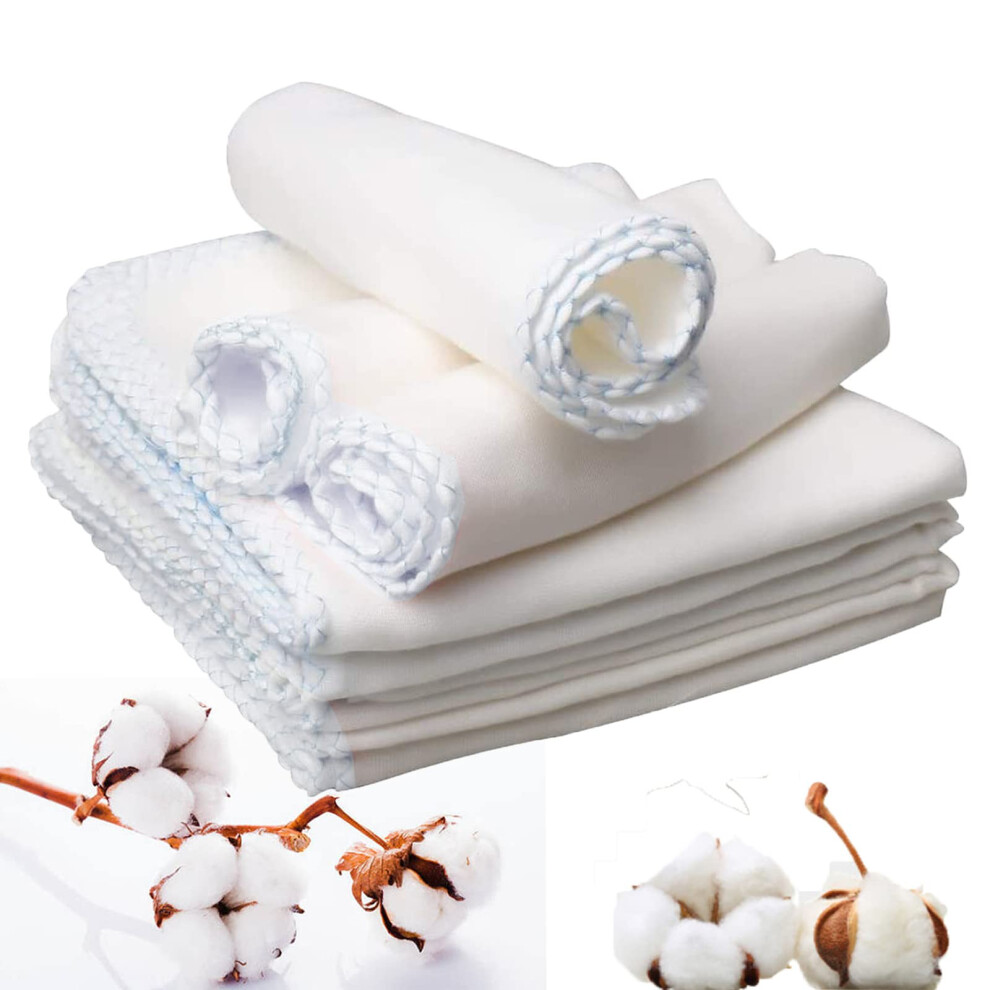 Lanjue 10 Pcs Muslin Face Cloths, 12 X 12 Inch 100% Cotton S