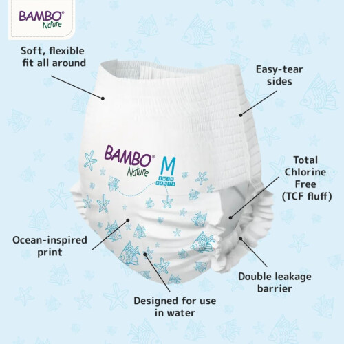 Bambo Nature Premium Swim Nappy Pants Medium Size (12+ kg), 1