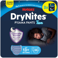 HUGGIES DryNites, Pyjama Pants, Boys 13+ Years (48-60KG), 33
