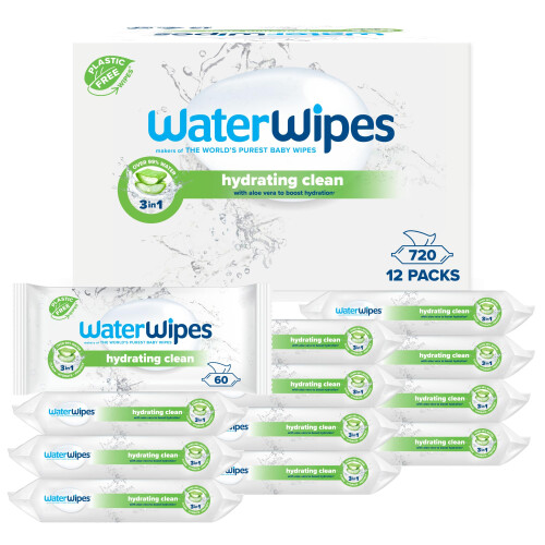 WaterWipes WaterWipes Sensitive+ Hydrating Boost Wipes, 720 Count (12 P