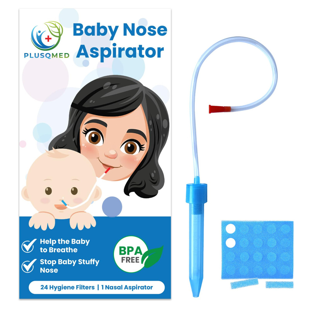 Baby Nasal Aspirator, Mucus Sucker With 24 Hygiene Filters - Plusqmed