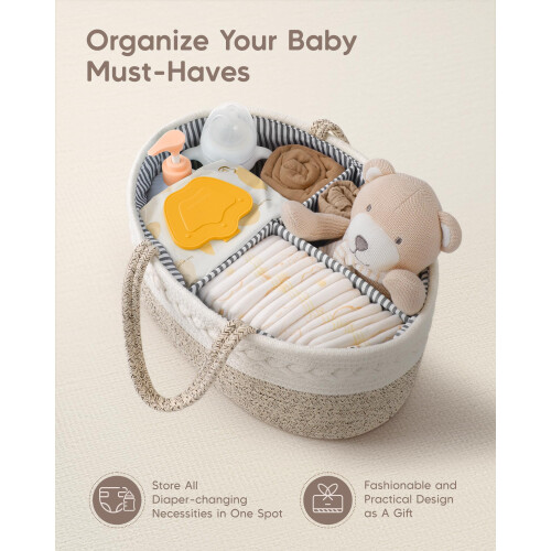 Maliton Nappy Caddy，Large Newborn Essentials Diaper Caddy，Co 2