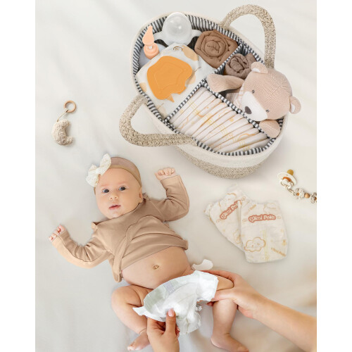 Maliton Nappy Caddy，Large Newborn Essentials Diaper Caddy，Co 1