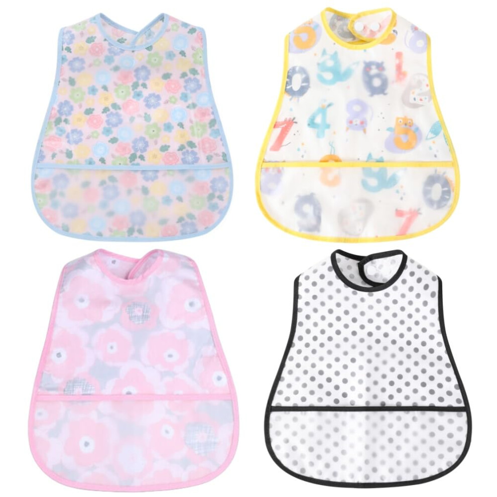 Baby Bibs Waterproof Bib - Feeding Bib, Adjustable Washable, Soft Fortoddler Infant Kids, 0-36 Months Norinori